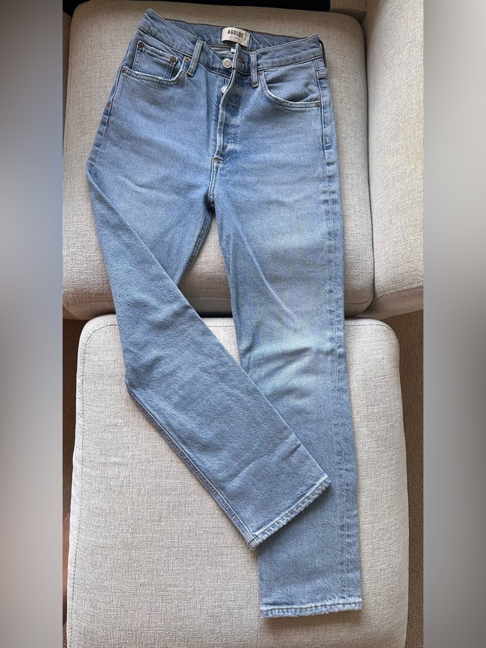 AGOLDE Light Blue High-Rise Straight Jeans
